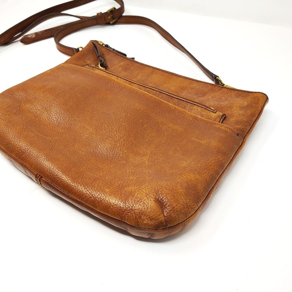 Fossil Crossbody Tan Leather Purse Bag Minimalist Chic Boho Western - Picture 5 of 14